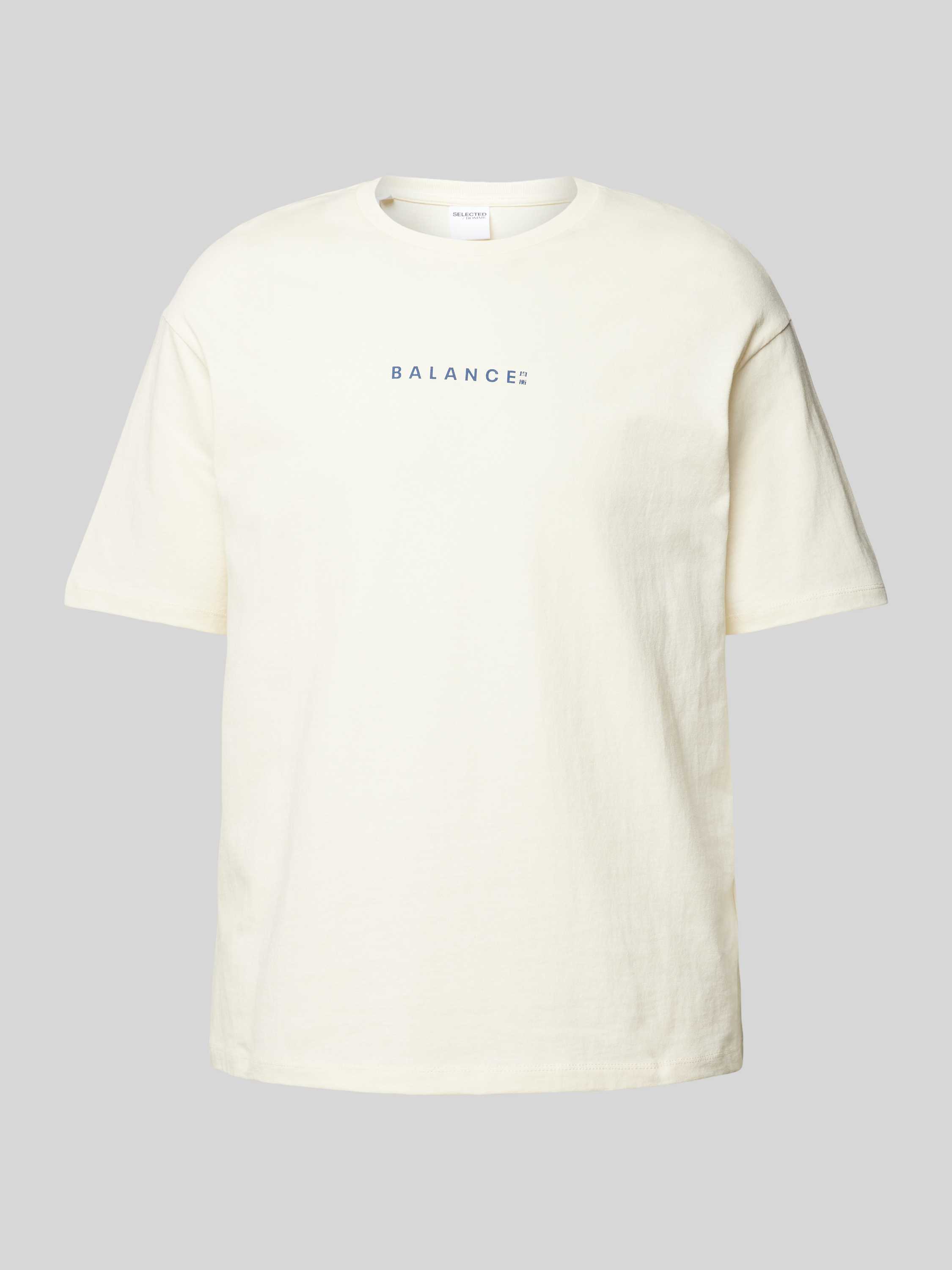Selected Homme T-shirt met statementprint model 'LOOSE-BALANCE'
