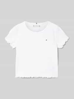 Tommy Hilfiger T-shirt ESSENTIAL RIB TOP SS met babylock-randen met logo-borduursel