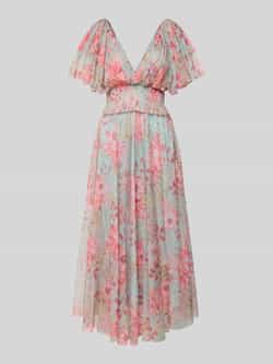 Lace & Beads Knielange cocktailjurk met V-hals