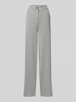 Ichi Wide leg stoffen broek met knoopsluiting model 'KATE'