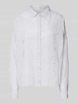 0039 italy Regular fit overhemdblouse met broderie anglaise model 'LUCY'