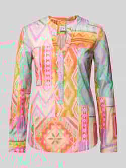 Emily Van den Bergh Blouse met all-over motief model 'Multi Aqua Patch'