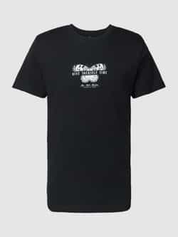Mister tee T-shirt met geribde ronde hals