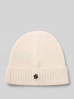 Boss Beanie van scheerwol met labeldetail model 'Fati'