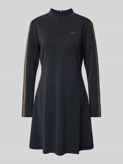 Emporio Armani EA7 Zwarte Jersey Jurk met Hoge Kraag Black Dames