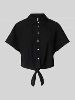 Only Korte overhemdblouse van een mix van viscose en katoen met linnen model 'JAKIRI'