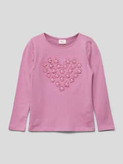 S.Oliver longsleeve met 3D applicatie roze Meisjes Katoen Ronde hals Effen 104 110