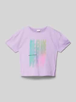 S.Oliver T-shirt met printopdruk lila Paars Meisjes Katoen Ronde hals Printopdruk 134 140