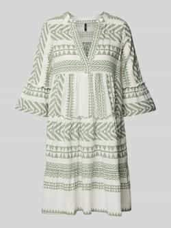 VERO MODA A-lijn jurk VMDICTHE met all over print en plooien blauw wit