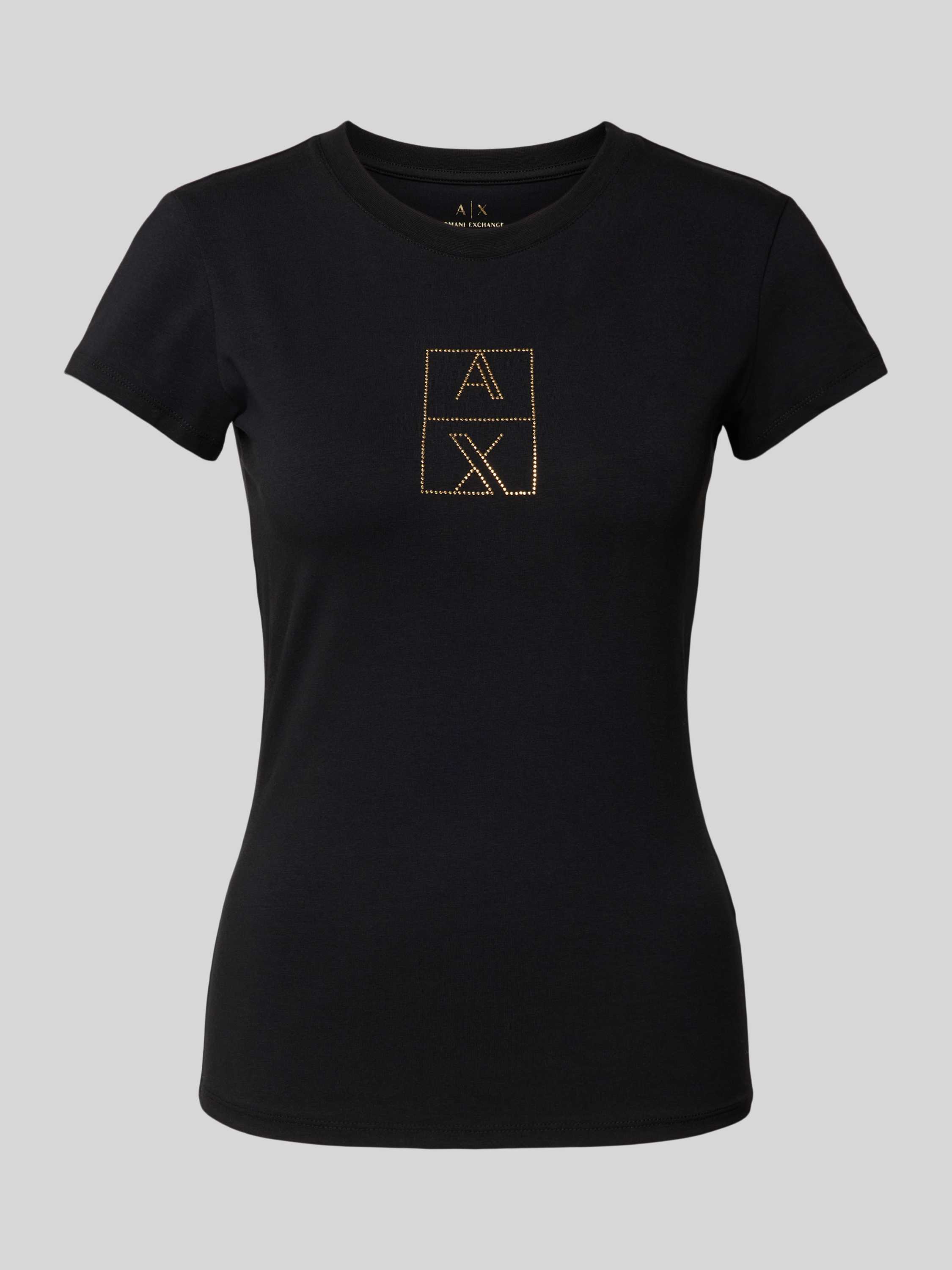 Armani Exchange Zwarte T-shirt met korte mouwen en logodetail Black Dames