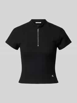 Calvin Klein Jeans T-shirt met opstaande kraag en ritssluiting