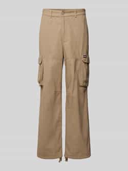 REVIEW Straight leg cargobroek met labelpatch