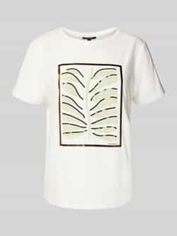 Comma T-shirt met pailletten en ronde hals