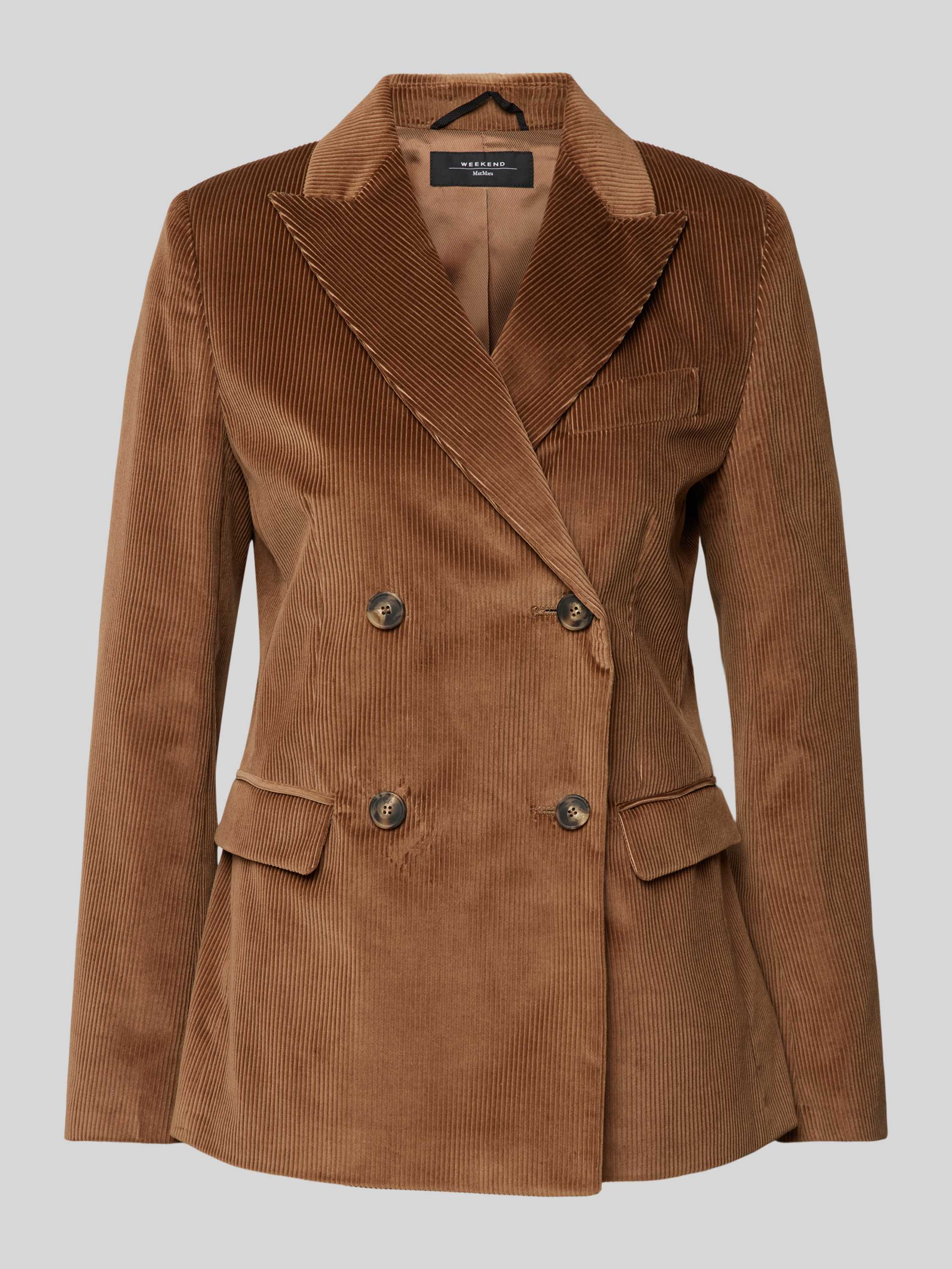 Max Mara Weekend Fluwelen blazer met krijtstrepen en katoenen voering Brown Dames