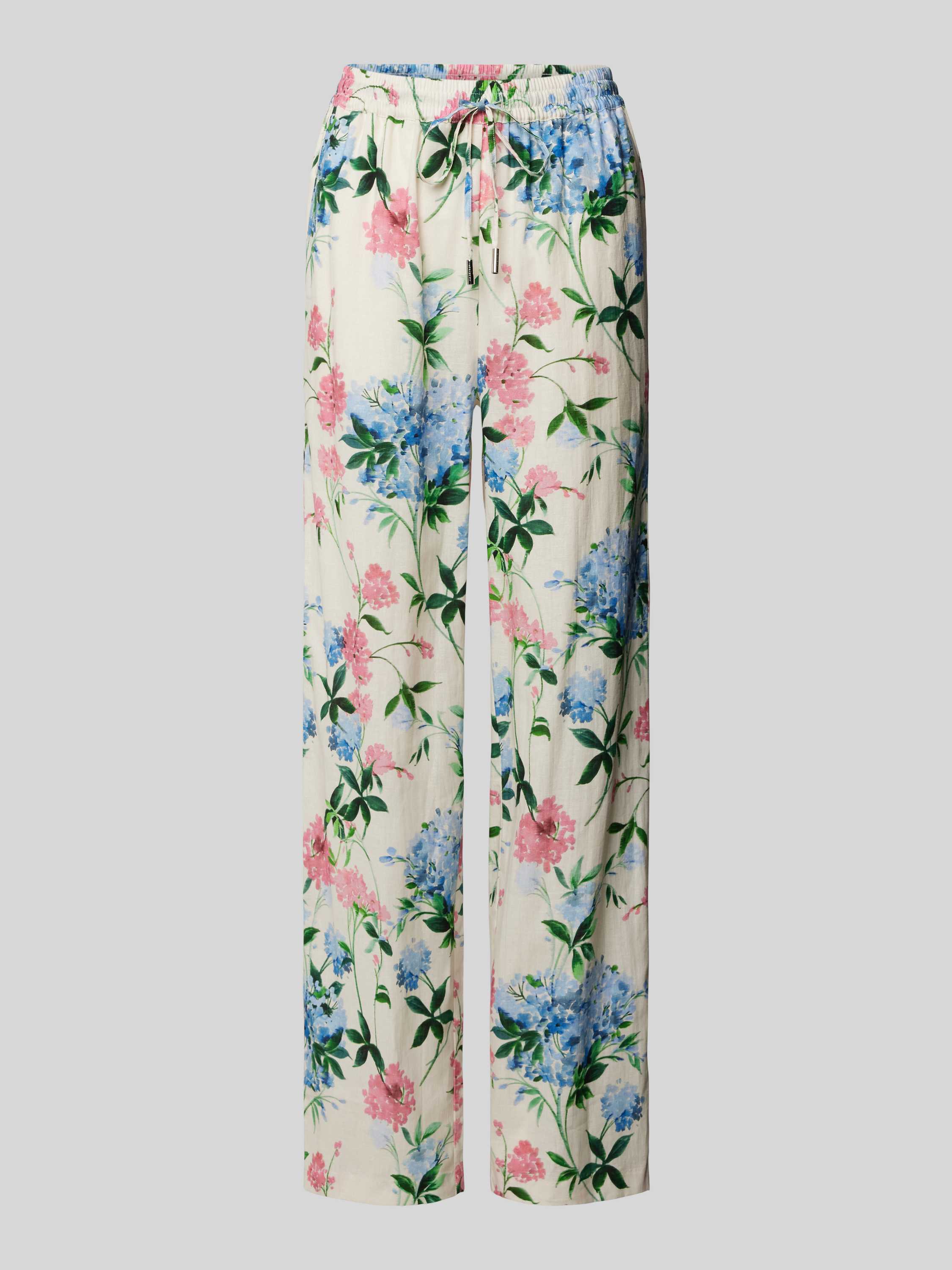 Rich & Royal Flared linnen broek met bloemenmotief