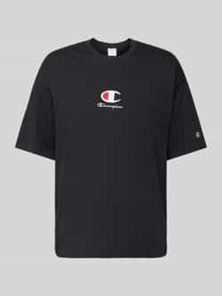 Champion Zwarte Midden Geborduurde Logo Tee Black Heren