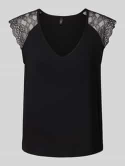 Only Shirt met V-hals ONLPETRA S S LACE MIX TOP CS JRS