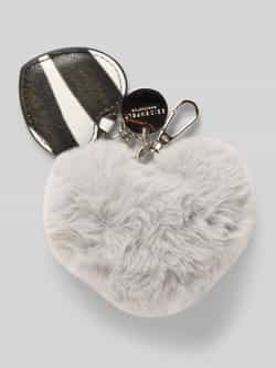 Seidenfelt Sleutelhanger met imitatiebont model 'Double Heart Charm'