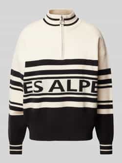Jake*s Casual Gebreide pullover van viscosemix met opstaande kraag en ritssluiting