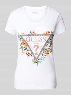 Guess T-shirt met motief- en labelprint model 'TRIANGLE FLOWERS'