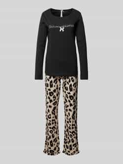 LOUIS & LOUISA Pyjama met statementstitching model 'Schmusekatze'