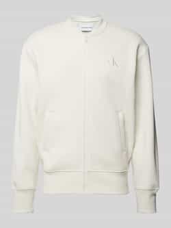 Calvin Klein Jeans Witte Zip-Up Sweatshirt Mannen Herfst Winter White Heren