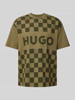 Hugo Blue T-shirt met labelprint model 'Narliparo'