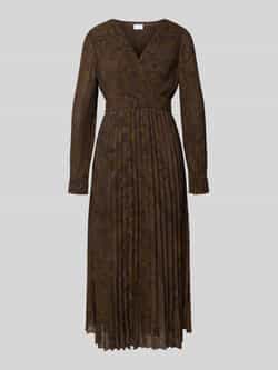 Jake*s Collection Midi-jurk met plissévouwen en V-hals