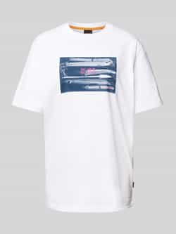 Boss Orange T-shirt met motief- en labelprint model 'Dune'