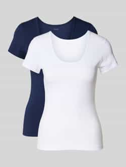 HUGO T-shirt met geribde boothals in een set van 2 stuks