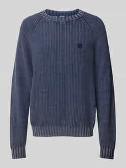 Hugo Blue Gebreide pullover met logostitching model 'Sondye'