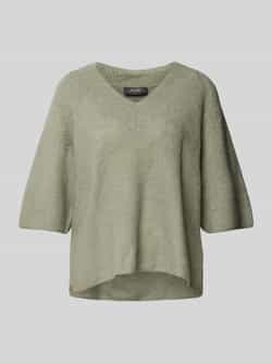 MOS MOSH V-Hals Gebreide Pullover Korte Mouw Green Dames