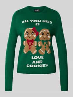 Only Regular fit kersttrui met peperkoekmotief model 'XMAS GINGERBREAD'