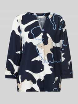 Tom Tailor Loose fit blouse met korte mouwen van pure viscose met all-over motief