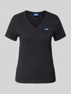 Hugo Blue T-shirt met labelstitching