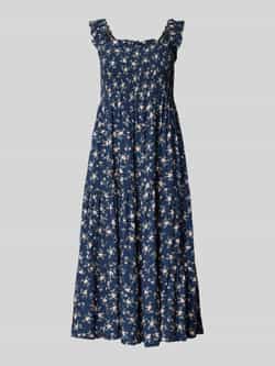 Apricot Knielange jurk van viscose met bloemenmotief
