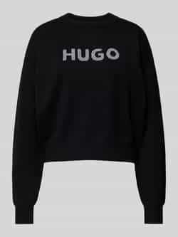 Hugo Blue Gebreide pullover met labelprint model 'Slogerix'