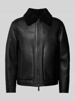 CK Calvin Klein Leren jack met voering van teddybont model 'SHEARLING'