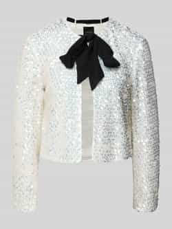 Marc Cain Regular fit blazer met pailletten en strik