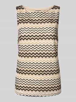 Comma Top met bandjes in all-over look met ronde hals