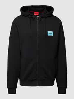 Hugo Boss Logo Zip Hoodie in Zacht Sweat Fabric Black Heren