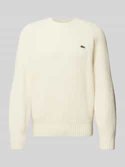 Lacoste Gebreide pullover van wol met logopatch model 'BEADED'