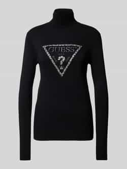 Guess Chique Triangle Logo Gebreide Trui Black Dames