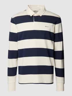 Gant Gestreepte Heavy Rugger met Twill Kraag Blue Heren