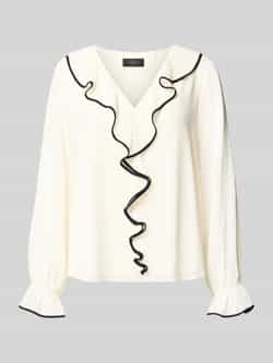 S.Oliver BLACK LABEL Regular fit blouse met lange mouwen met volants
