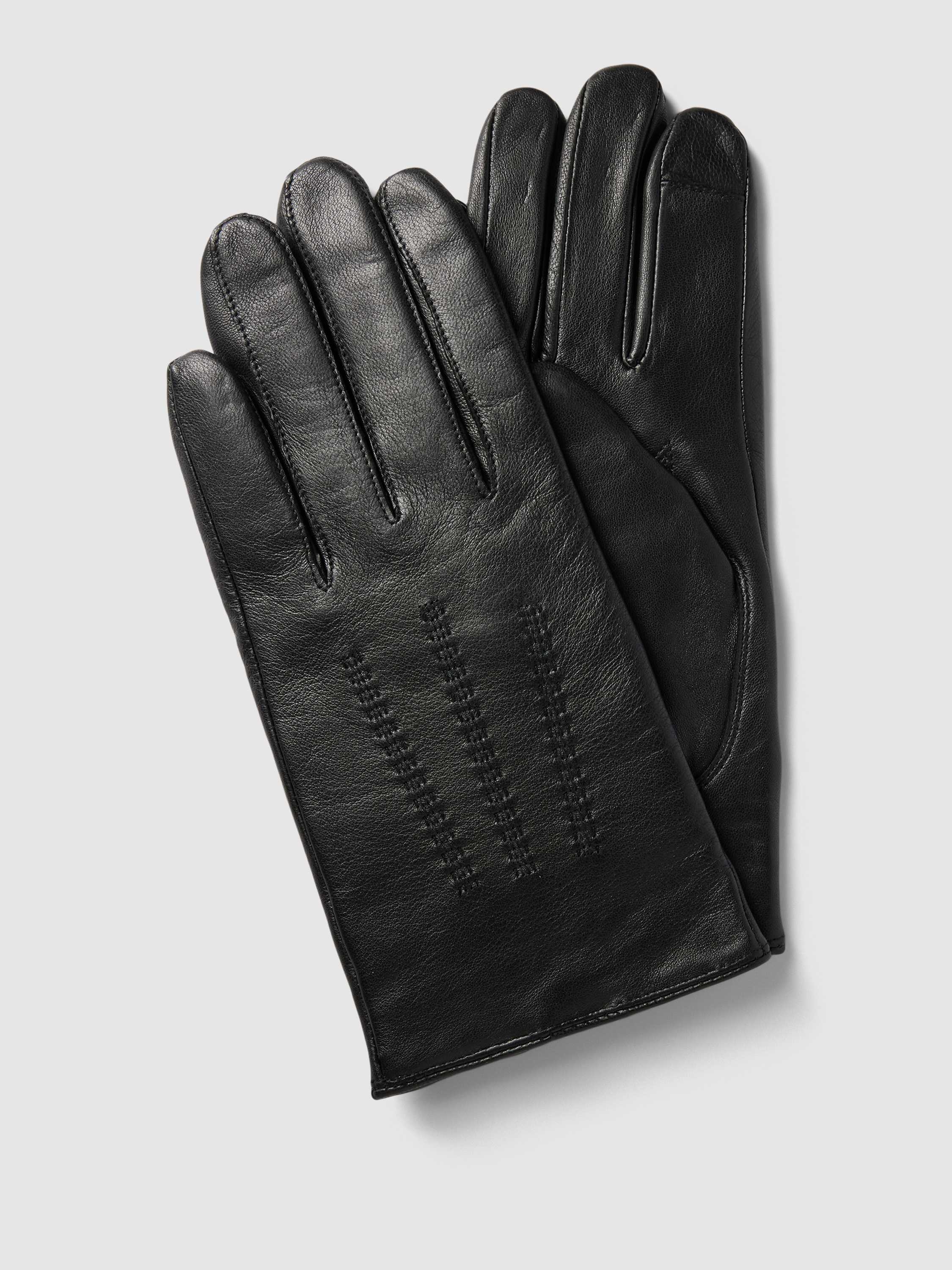 Boss Elegante Leren Handschoenen met Metalen Logo Black Unisex