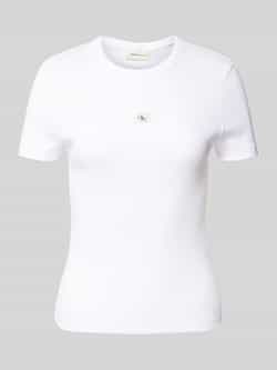 CALVIN KLEIN Dames Tops & T-shirts Woven Label Rib Fitted Tee Wit