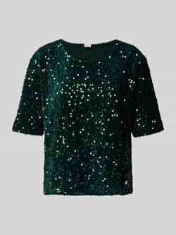 BRAX Relaxed fit T-shirt met all-over pailletten model 'Cara'