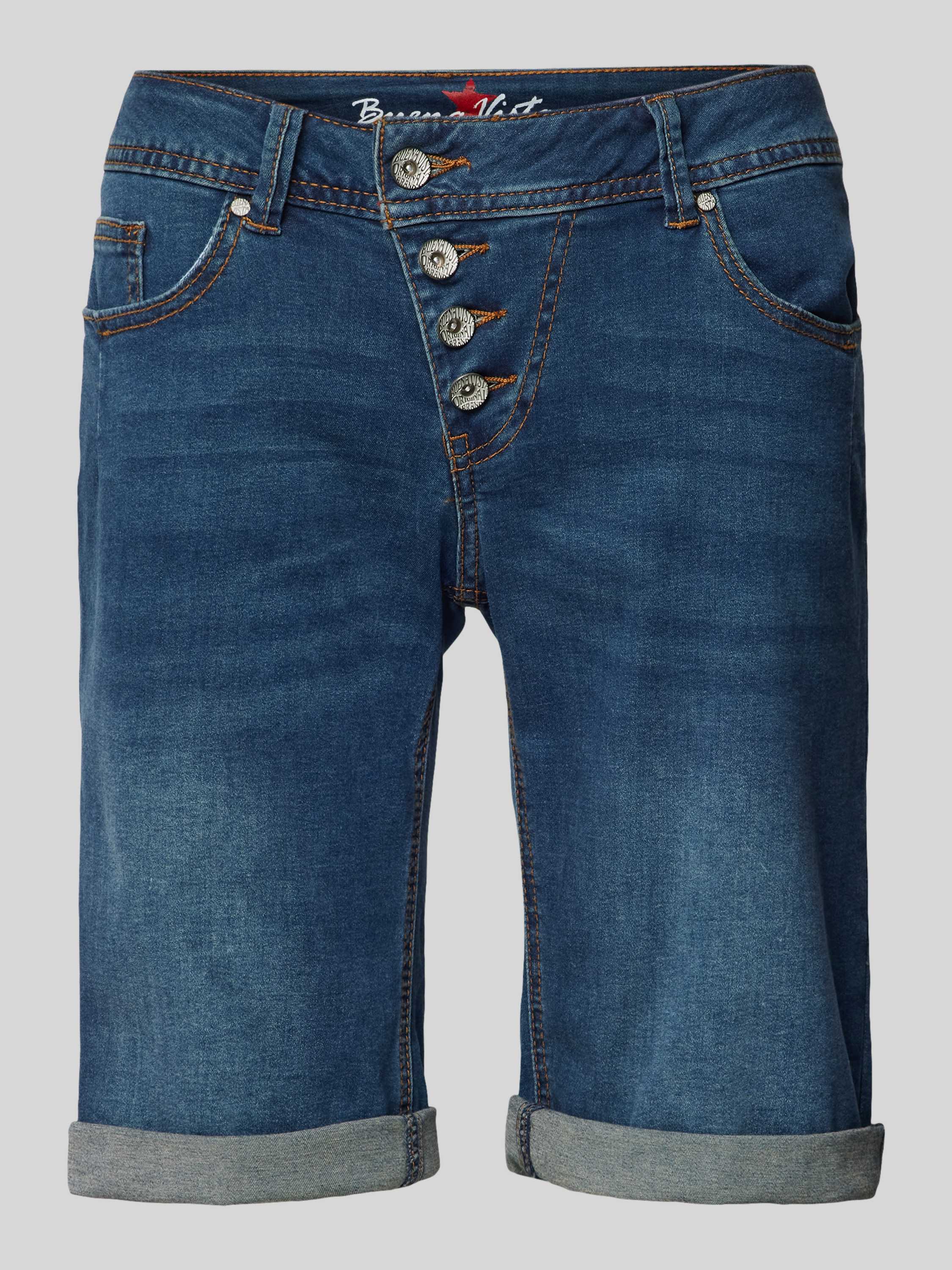 Buena Vista Korte regular fit jeans met asymmetrische knoopsluiting