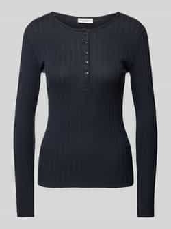 Marc O'Polo Slim fit shirt met lange mouwen van een gestructureerde mix van katoen en modal met henley-kraag